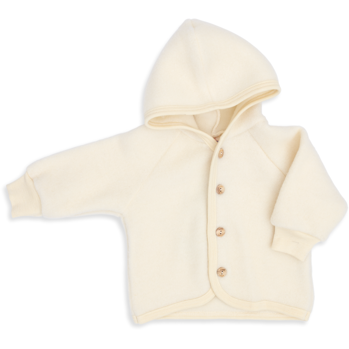 Abrigo con capucha y botones de madera - Natural