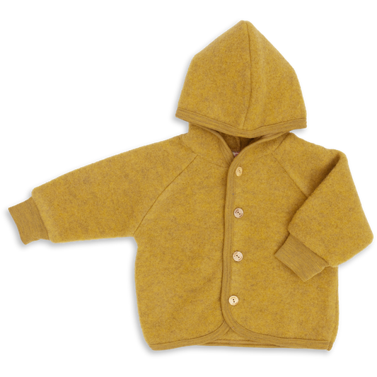 Abrigo con capucha y botones de madera - Saffron