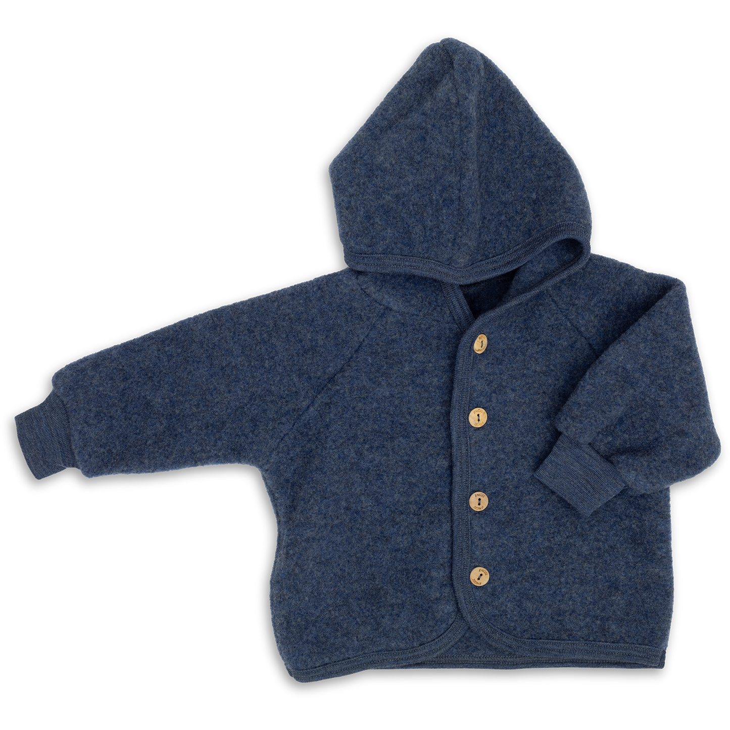 Abrigo con capucha y botones de madera - Azul